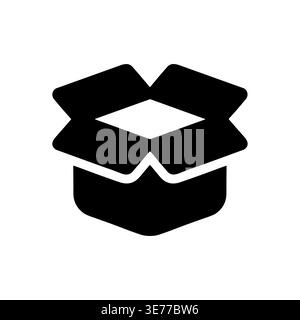 Simple black open box vector icon isolated on white background Stock Vector