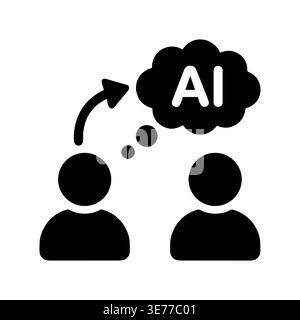 AI thought transfer between two people in vector illustration Stock Vector