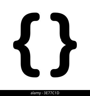 Black curly bracket icon illustration on a white background Stock Vector
