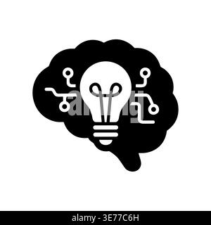 AI brain with lightbulb, artificial intelligence concept vector illustration Stock Vector