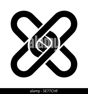 Interlocking Cross Design Black and White Minimalist Style Illustration Stock Vector