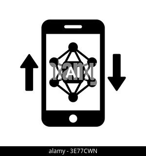 AI on smartphone with arrows, artificial intelligence simple concept Stock Vector