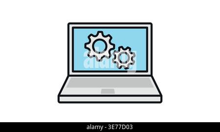 Laptop system settings and optimization icon Stock Vector