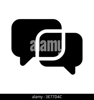 Two black speech bubbles icon representing communication and conversation Stock Vector