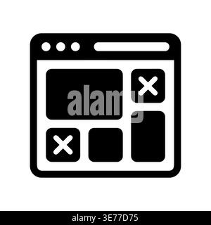 Browser window interface, simple black icon, UI design concept Stock Vector