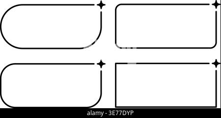 AI rectangle frames set. Artificial intelligence thin line border. Technology box design element with star. AI robot bar. Neural network frame. Vector Stock Vector