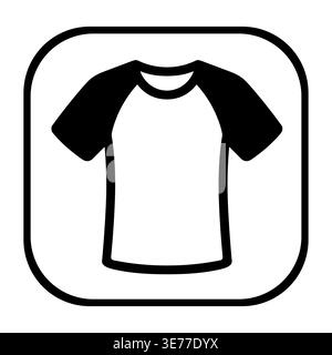 Simple raglan t-shirt icon in black and white square frame Stock Vector