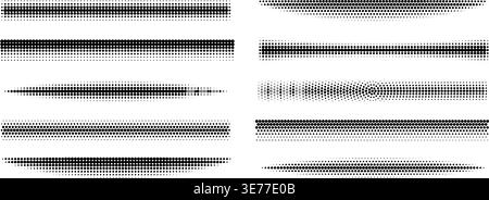 Fading Line Shape Line fade pattern set. Faded halftone black lines. Fading linear ...