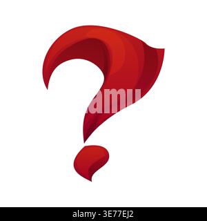 Cartoon question mark shaped like red pirate bandana or cowboy scarf. Caribbean or Western font alphabet letter, decorative punctuation symbol. Vector typography corsair typeface, piracy alphabet type Stock Vector