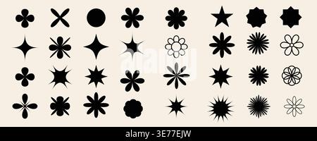 black flower and other Shapes and elements. vector organic shapes. Stock Vector