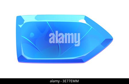 Game cold ice interface arrow button or GUI asset. Videogame frozen water transparent navigation button, mobile arcade ice blue vector interface element. Game winter block UI asset or GUI icon Stock Vector