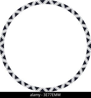 Mexican pattern circle frame. African ethnic motif border. Islamic triangular ornament round frame. Mexican text frame. Aztec ethnic culture ornament Stock Vector