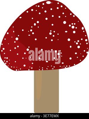 Red fly agaric mushroom vector illustration. Amanita muscaria poisonous forest fungus isolated on transparent background Stock Vector