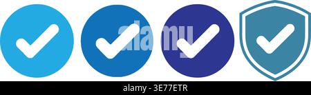 Progressive steps of approval with checkmarks on colored backgrounds Stock Vector
