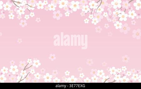 Seamless Cherry Blossom Floral Pattern Isolated On A White Background. Vector Illustration. Horizontally And Vertically Repeatable. Stock Vector