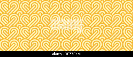 Instant noodles ramen background. Yellow seamless pasta vector pattern. Oriental asian food or spaghetti texture with repeat geometric lines. Poster or wallpaper with abstract italian meal ornament Stock Vector