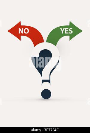 Yes or no decision concept with arrows and question mark for business marketing and corporate use Stock Vector
