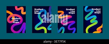 Line ribbon wavy for poster shape color and abstract background pattern. Curve colorful gradient for organic 3d line and vector design element. Line Stock Vector