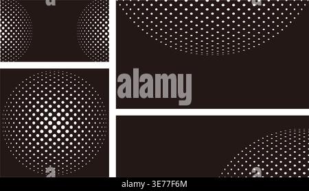 Abstract Monochrome Background Set With Dotted Patterns Isolated On A Dark Background. Vector Illustration. Stock Vector