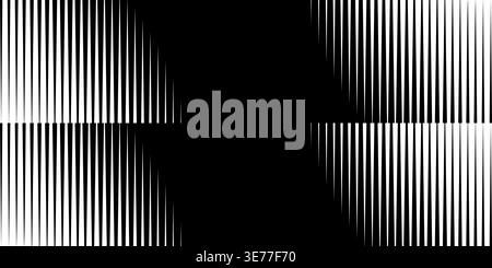 Vertical halftone lines with gradient fade transition. Monochrome geometric background texture featuring parallel stripes and copy space for vintage graphic concepts. Stock Vector