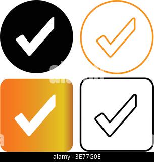 Various representations of a check mark symbol in different colors and styles Stock Vector