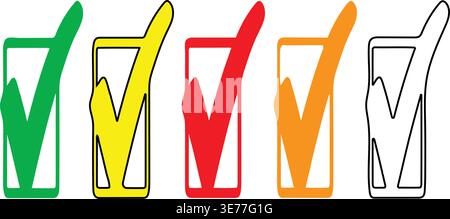 A vibrant collection of five hollow letter m shapes in different colors Stock Vector