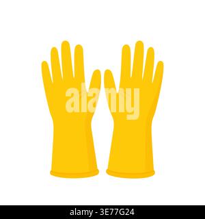 Yellow rubber gloves for hand protection during housework Stock Vector
