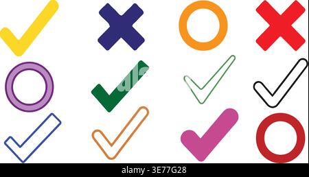 A colorful collection of abstract geometric shapes and symbols in various bright colors Stock Vector