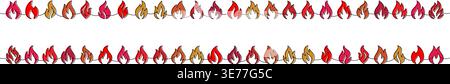 Colorful flame border seamless pattern. Gradient fire divider vector with red, pink, and orange tones for frames, decor, and graphic design. Stock Vector