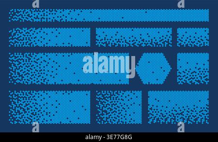 Abstract Background And Texture Set With Hexagonal Dot Patterns Isolated On A Dark Background. Vector Illustration. Stock Vector
