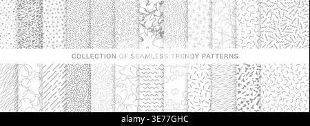 Seamless Vector Contemporary Pattern Set Isolated On A White Background. Horizontally And Vertical Repeatable. Stock Vector