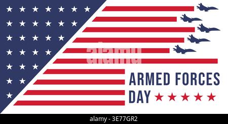 armed forces day banner illustration in flat design style Stock Vector