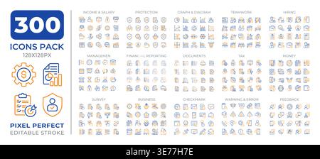 Business innovation two color line icons set collection Stock Vector