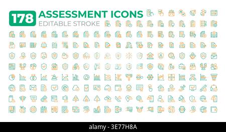 Assessment two color line icons big set Stock Vector