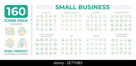 Small business two color line icons set collection Stock Vector