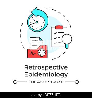 Retrospective epidemiology multi color concept icon Stock Vector