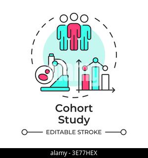 Cohort study multi color concept icon Stock Vector