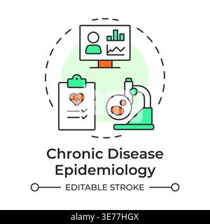 Chronic disease epidemiology multi color concept icon Stock Vector