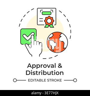 Approval and distribution multi color concept icon Stock Vector