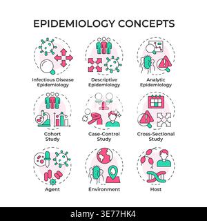 Epidemiology multi color concept icons Stock Vector