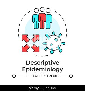 Descriptive epidemiology multi color concept icon Stock Vector