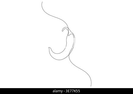 Chili pepper continuous one line art in minimalist vector style for modern logo design Stock Vector