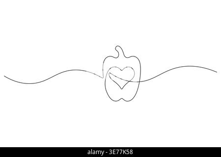Chili pepper continuous one line art in minimalist vector style for modern logo design Stock Vector