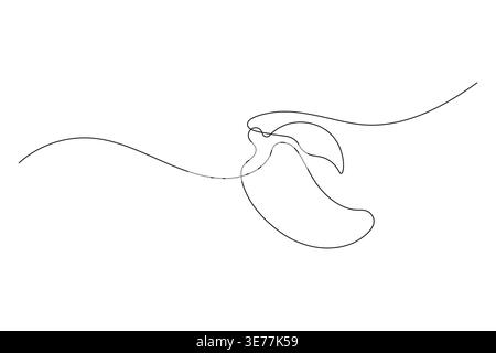 Chili pepper continuous one line art in minimalist vector style for modern logo design Stock Vector