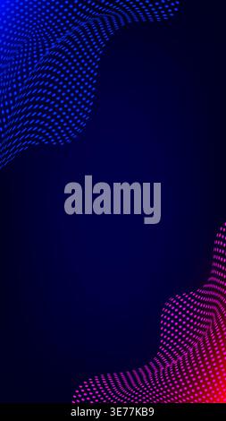modern abstract background blue and pink halftone dot waves flow on dark blue gradient to vibrant digital for creative tech branding Stock Vector