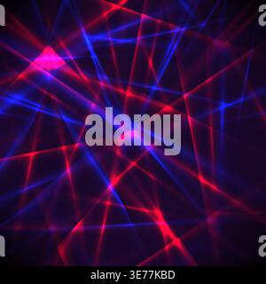 Abstract neon background with red and blue laser beams intersecting on dark backdrop for futuristic high energy geometric technology design and digita Stock Vector