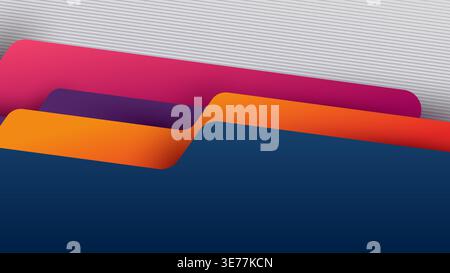 Modern abstract geometric folder background with vibrant layered shapes in pink orange and navy blue for business organization and corporate managemen Stock Vector