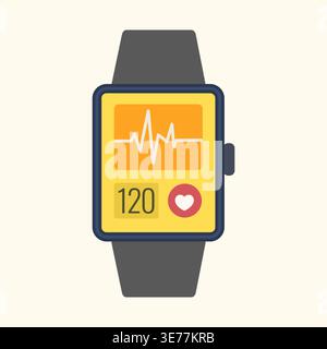 Smartwatch Fitness Tracker with Heart Rate Monitor and Health Data Display Stock Vector