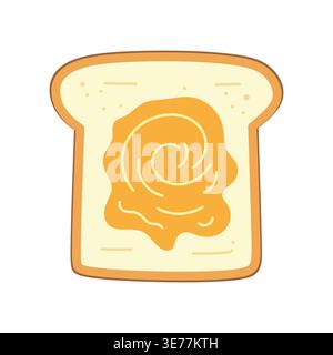 Toasted Bread Slice with Peanut Butter Swirl Illustration Stock Vector