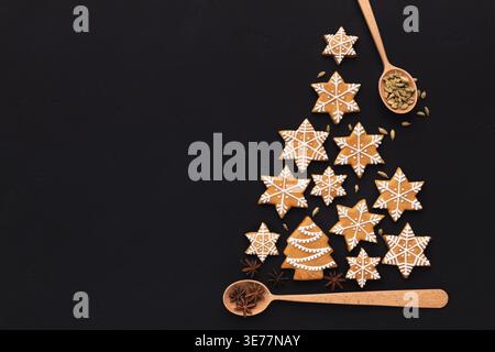 Christmas tree made from gingerbread cookies and wooden spoons Stock Photo